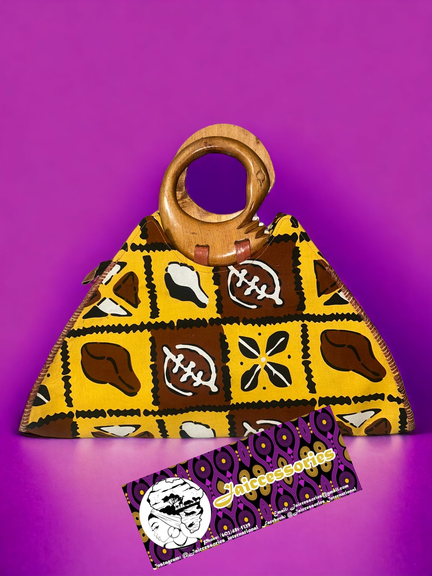 Return Purse - Yellow & Brown Adinkra Symbols