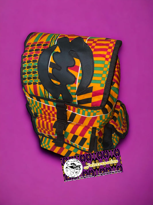 African Backpack - Gye Nyame Kente