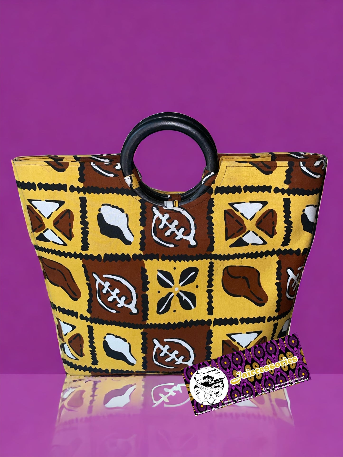 Purse Set - Yellow & Brown Adinkra Symbols