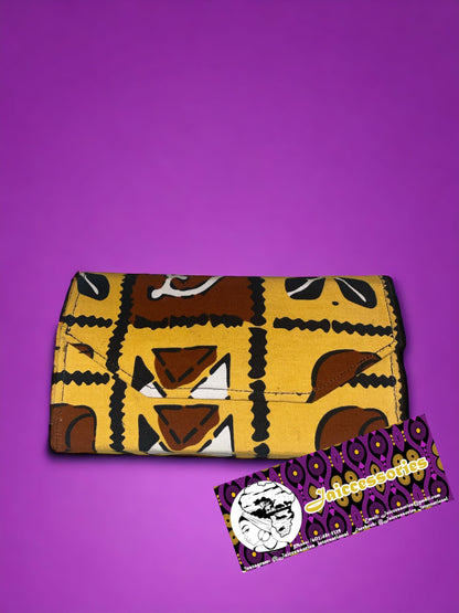 Purse Set - Yellow & Brown Adinkra Symbols