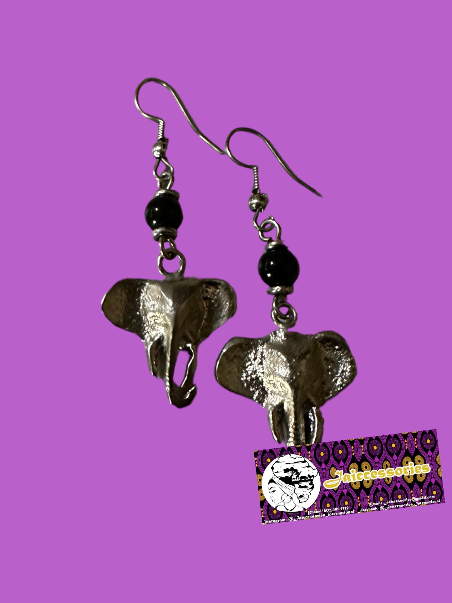 Bead and Elephant Earrings