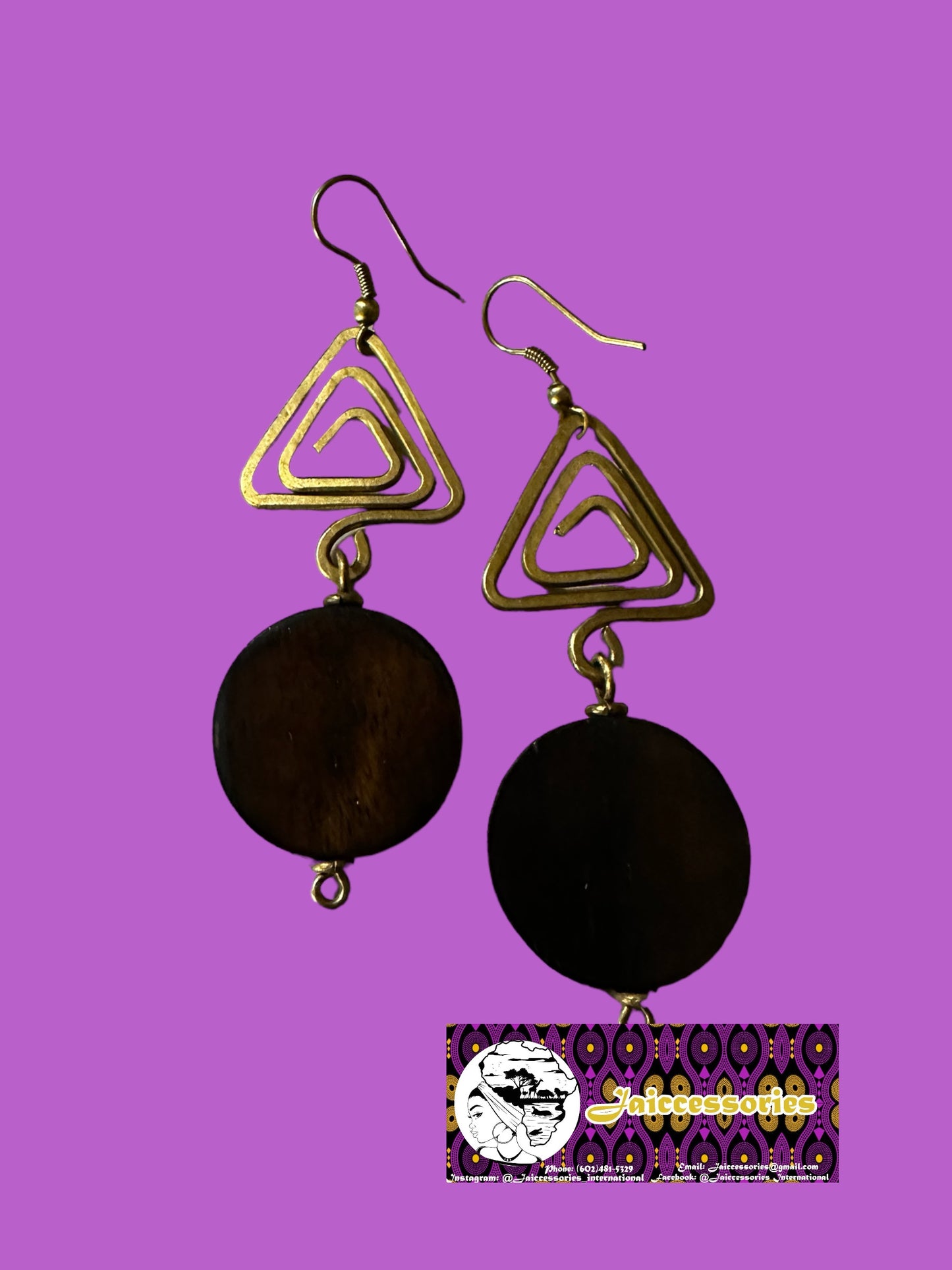 Triangle and Wood Earrings