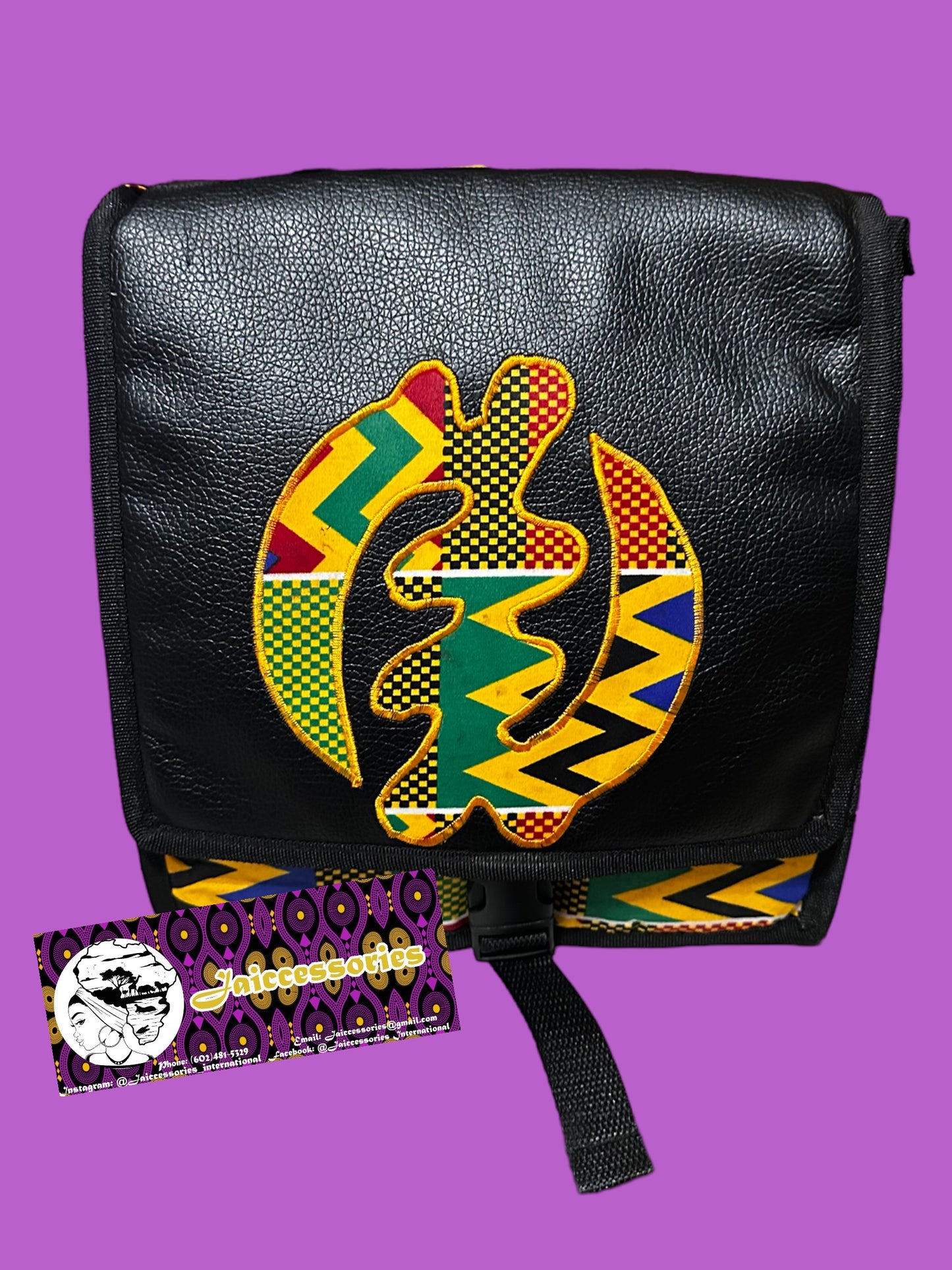 Multi Patterned Gye Nyame Messenger Bag