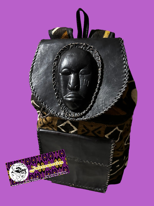 Mud Cloth African Mask Backpack